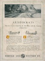 Rear cover.  ARISTOCRATS.  Two fast trains connecting the Mid-West with Virginia and the Carolinas
